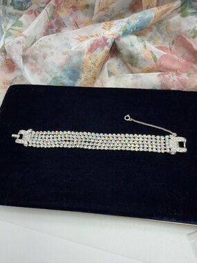 Vintage Marcel Boucher Multi-Row Crystal Bracelet - Aurora Borealis